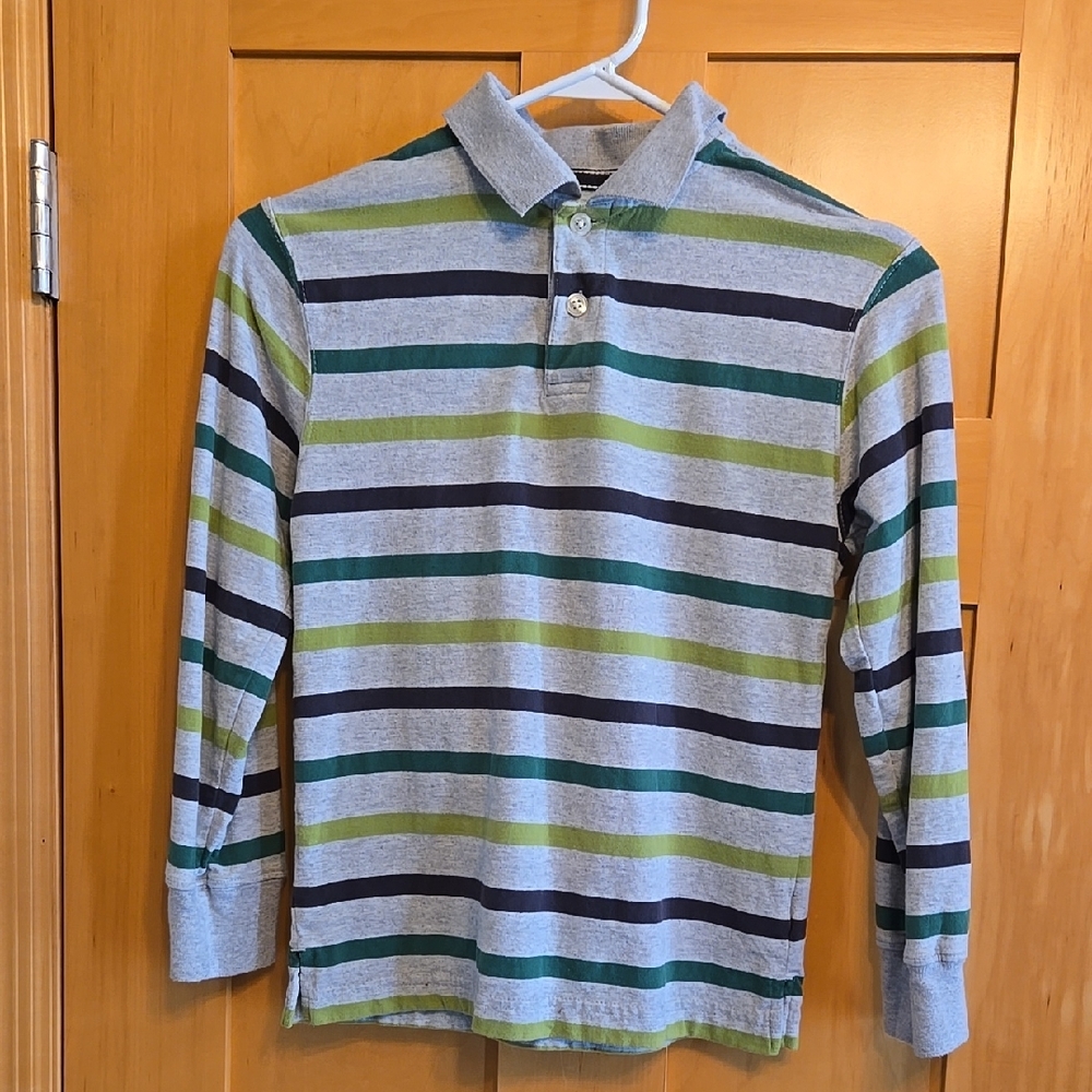 Striped Long Sleeve Kids Polo Shirt